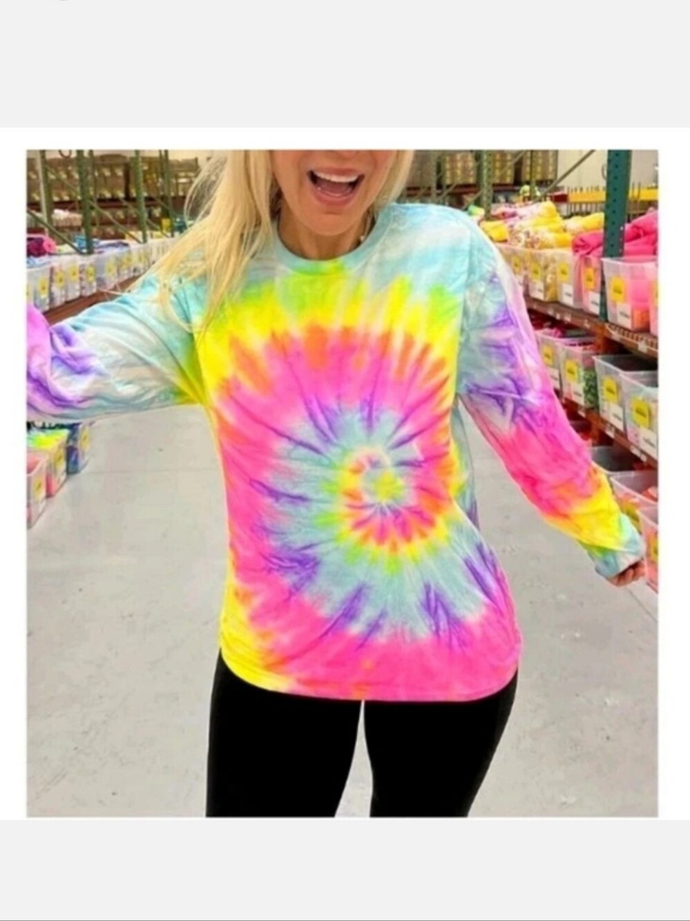 NEW! Tie Dye Long Sleeve Shirt Cotton Women's L